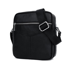 BULLCAPTAIN Fashion Genuine Leather Shoulder bag men causal Crossbody Bags Small Brand double Zipper Male Messenger Bags 2024 - buy cheap