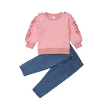 Emmababy conjunto roupa infantil de 1-6t, conjuntos de roupas para meninas com capuz e calças jeans para outono e inverno 2 peças 2024 - compre barato