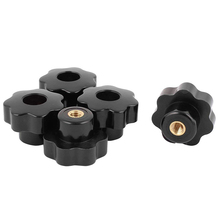 CNIM Hot 5X M6 X 32Mm Female Thread 7 Lobes Through Hole Clamping Knob Grip Black metal + plastic 2024 - buy cheap