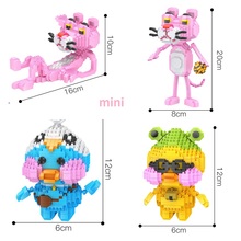 Mini blocos de plástico bonito modelo pantera rosa duduck leilão figura dos desenhos animados pato brinquedos para crianças brinquedos meninas presentes 2024 - compre barato