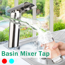 Modern Glass Waterfall Bathroom Faucet Chrome Brass Basin Sink Mixer Tap Single Handle Water Faucet Cold And Hot Deck Mounted 2024 - buy cheap
