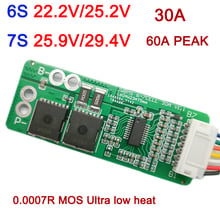 Placa de proteção de bateria de lítio, 6s 7s, 25.2v, 29.4v, 30a, li-íon, placa de proteção, 60a, pico, lipo, bms 18650, células mos para lavador de carro, furadeira elétrica 2024 - compre barato