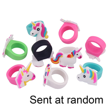 300 шт. кольца в форме единорога, радужные детские резиновые игрушки для девочек, украшения для дня рождения, смешанных животных, рождественский подарок, опт 2024 - купить недорого