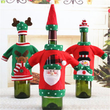 Счастливого Рождества & Крышка для бутылки с красным вином сумки Снеговик Санта Клаус орнамент с оленями Новинка ужин дома партии стол Рождественские Сумки 2024 - купить недорого