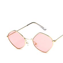 Gafas de sol poligonales únicas Retro para mujer y hombre, lentes transparentes de diseñador de marca, montura de Metal fina, gafas para fiesta 2024 - compra barato