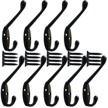 9 Pack Heavy Duty Robe Hook Coat Hook Wall Mounted for Hat Hardware Dual Prong Retro Coat Hanger with 20 Screw Black Color 2024 - buy cheap