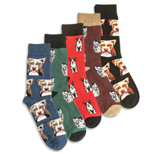 Meias de algodão masculinas, meias com estampa de animais de estimação, cão, de rua feliz, casuais, de skate, harajuku, hip-hop, moda masculina 2024 - compre barato