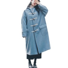 Vintage Woolen Coat Women Female Coats Long Outerwear Autumn Winter Students Loose Plus Size Thicker Horns Buckle Overcoat A594 2024 - buy cheap