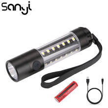 SANYI USB Rechargeable 18650 Battery Flashlight Torch 6 Modes T6 LED COB Portable Lamp Camping Hunting Working Light 2024 - buy cheap