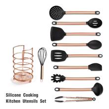 Juego de utensilios de cocina de silicona, mango Chapado en cobre, cuchara antiadherente, espátula, juego de utensilios de cocina, conjunto de utensilios para cocina 4, 11 piezas 2024 - compra barato