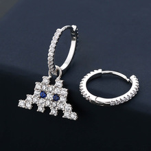 UMGODLY Luxury Brand Asymmetric Space Shooter Earrings Micro Cubic Zircon CZ Women Monaco Jewelry 2024 - buy cheap