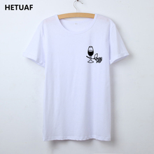 HETUAF-Camisetas estampadas con bolsillos para Mujer, blusas Hipster con estampado de Rosa vino, playera Harajuku para Mujer, Camisetas para Mujer 2024 - compra barato