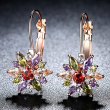 Dovlink 4 Cor Da Flor de Cristal Do Parafuso Prisioneiro de Zircônia Brincos Para As Mulheres Do Amor Do Casamento Do Vintage Declaração Brinco Jóias Bijoux 2024 - compre barato