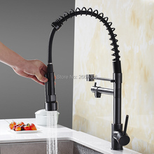 GIZERO Blacken Spring Pull Down Kitchen Faucet Dual Spouts 360 Swivel Handheld Shower Kitchen Mixer Crane Solid Brass GI2106B 2024 - buy cheap