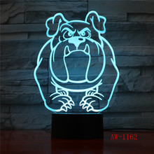 Lámpara de ilusión Visual 3D para niños, luz LED de noche para escritorio de perro, Bulldog, Poodle, Jack, Justin Terrier, Rottweiler, Dobermann, LampAW-1162 2024 - compra barato