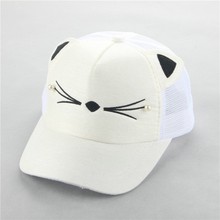 2019 summer Brand Street Adjustable Lovely Embroidery Hat Cat Ears Snapback Cap Boy Girl Pearl Mesh Baseball Cap 2024 - buy cheap