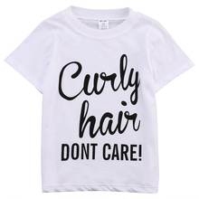 Camiseta de manga curta para crianças pequenas, cabelo encaracolado sem cuidados com a estampa 2024 - compre barato