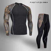men's running suit brand  2 piece tracksuit men set Gym T-shirt + compression pants stretch breathable MMA Clothing rash guard 2024 - buy cheap