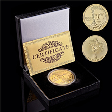 USA Young Legendary Singer Michael Jackson Pop Music King, moneda conmemorativa chapada en oro/plata con caja de lujo 2024 - compra barato