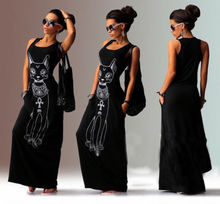 Summer Fashion Women Sleeveless Dress Casual Long Maxi Cartoon Printed Sundress Dresses 2024 - buy cheap
