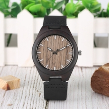 Natural Black Sandalwood Quartz Watch for Men Retro Coffee Dial Analog Clock Male Leather Band Wooden Wristwatch Relojes Hombre 2024 - buy cheap