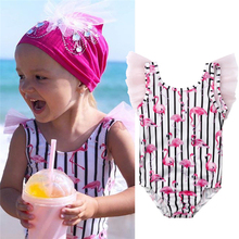 Uma peça maiô meninas biquíni flamingo imprimir uma peça biquíni terno de natação criança menina crianças banho beachwear 2024 - compre barato