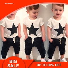 Ropa para niños pequeños, camiseta de estrella, Tops, pantalones bombachos, conjunto de 2 uds. 2024 - compra barato