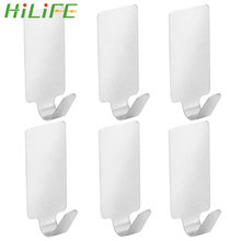 HILIFE Home Key Holder 6 Pcs Self-Adhesive Hooks Stainless Steel Door Hanger Storage Rack Convenient Practical Gadgets 2024 - buy cheap