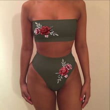 Sexy Women Bikini 2019 Strapless Print Set Bandeau Push up Bikini Swimwear Swimsuit Women Bathing Beachwear 2024 - buy cheap