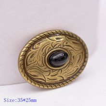 10X 35X25MM Western antiguo latón negro turquesa grabado silla de montar tachuela cinturón pradera polvo Oval Conchos 2024 - compra barato