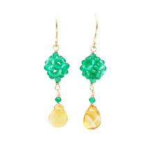 Lii Ji Gemstone Green Onyx,Citrine 925 Sterling Silver 18K Gold Plated Drop Earring 2024 - buy cheap