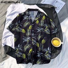 INCERUN Plus Size Casual Shirt Men Printed Button Short Sleeve Blouse camisa masculina Streetwear Beach Hawaiian Shirts Men 2020 2024 - buy cheap