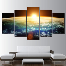 Wall Art Pictures Home Decor Living Room HD Prints 5 Piece Sun Rising Over Earth Poster Universe Space Canvas Painting Framework 2024 - buy cheap