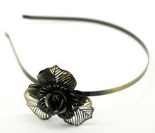 Antique Bronze Filigree Flower Headbands Hair Band 38cm long, 4.8cm wide, sold per packet of 5 (B17395) 2024 - buy cheap