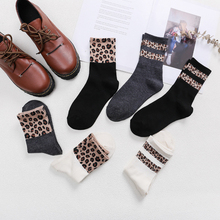 Sale Two Article Leopard Women Socks Splicing Funny Socks Harajuku Fashion Warm Cotton Casual Soft Speckle Leopard Socks 2024 - buy cheap