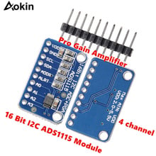 Aokin ads1115 16 bit 4 canais i2c iic analógico-to-digital adc pga conversor com placa de amplificador de ganho programável para arduino 2024 - compre barato