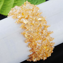 Free Shipping Fashion Jewelry Natural Yellow Crystal Gems Stones Beaded 4~8mm Chips Weave Bangle Bracelet 7 Inches TK3034 2024 - buy cheap