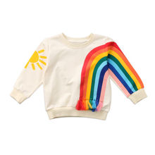 Детские свитера с капюшоном и принтом для мальчиков и девочек, радужная одежда для маленьких девочек, Детский свитер, пуловер, рубашка, Enfant 2024 - купить недорого