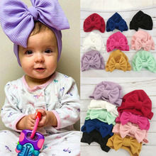 Focusnorm Newborn Baby Beanie Boys Girls Soft Candy Color Hat Toddler Cotton Bow Knot Cap 2024 - buy cheap