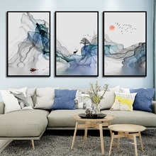 Póster de arte abstracto de estilo chino, pintura en lienzo de paisaje de pájaro de tinta, decoración del hogar, cuadros para la pared del salón, sin marco, nuevo 2024 - compra barato