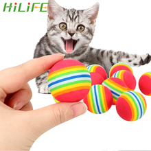 HILIFE принадлежности для тренировки животных 10 шт. радужные игрушки для кошек цветные шарики EVA Мячи для кошек футбольные тренировочные игрушки интерактивные игрушки для кошек 2024 - купить недорого
