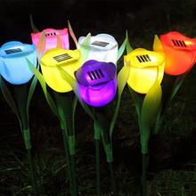 8 Colors Romantic Tulip Flower Solar LED Lawn Lamp Landscape Garden Yard Path Lawn Solar Lamps Outdoor Grounding Sun Lights 2024 - buy cheap