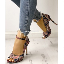 Fashion Ethnic Prints Open Toe Woman Buckle Strap Sandals Bohemian Designer Cover Heel Casual Dress Shoes Elegant Ladies Shoes 2024 - buy cheap