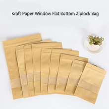 100pcs 9sizes High Definition Transperent Kraft Paper Window Flat Bottom Zipper lock Bag Tea Snacks Food Fruit Tea Packaging 2024 - buy cheap