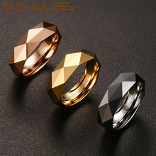 SUNNERLEES кольца из нержавеющей стали, 6 мм, кольца из 100% вольфрама, серебристого цвета, с золотым покрытием, для женщин и мужчин 2024 - купить недорого