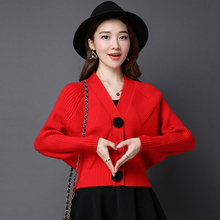 2022 New Elegant Fashion Warm Autumn Winter Women Cardigan Long Bat Sleeve Sweater Short Korean V Neck Knit Cashmere Loose Tops 2024 - buy cheap
