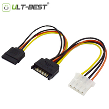 ULT-Best SATA 15Pin Male to Molex 4 Pin Female + 15Pin Female SATA Power Cable for IDE to Serial ATA SATA Hard Drive Power Cord 2024 - buy cheap