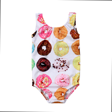 Bañador con estampado de Donut para niñas pequeñas, ropa de baño de una pieza, ropa de playa de verano, traje de baño, 1-6 años, 2019 2024 - compra barato