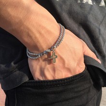 Стильные Квадратные браслеты-цепочки Rolo из нержавеющей стали для мужчин и женщин, ювелирные изделия унисекс с крестиком 2024 - купить недорого