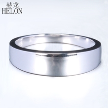 HELON Solid 10K White Gold simple elegant Trendy Fine Jewelry Engagement Wedding Anniversary Fine Ring Band Men's Style 2024 - buy cheap